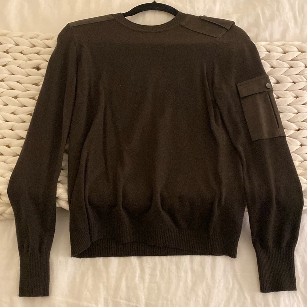 Ted Baker Olive Green Sweater With Suede Details